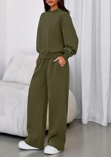 Image of PRETTYGARDEN Womens Sweatsuits 2 Piece Set 2026 Casual Winter Long Sleeve Hoodie Loose Wide Leg Sweatpants Fall Tracksuit