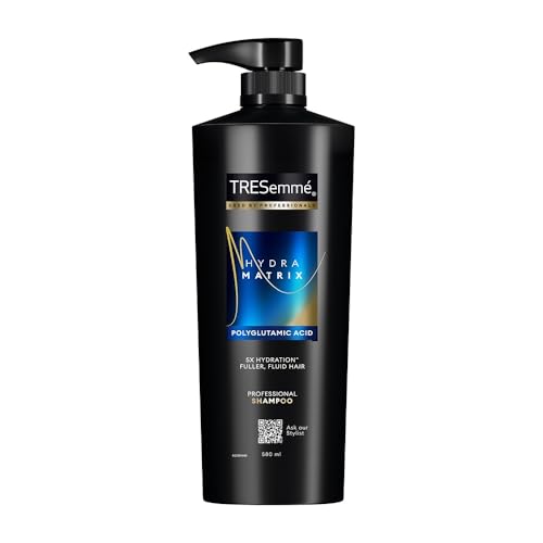 TRESemme Hydra Matrix Hydrating Shampoo 580ml with Polyglutamic Acid for 100H of Fluid Hair | Paraben Free Shampoo for Dry Hair & Scalp | Hard Water D