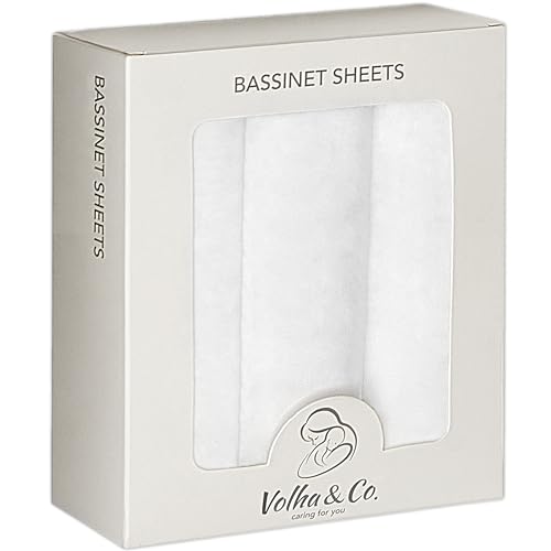 Image of VOLHA&CO Bassinet Fitted Sheets 100% Cotton Jersey 3-Pack White