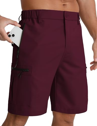 APTRO Mens Cargo Hiking Shorts Outdoor Lightweight Golf Casual Shorts for Men with 5 Zipper Pockets Burgundy XXL