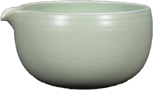 Skywink抹茶碗 陶器 和風 抹茶 茶碗 茶 抹茶 茶碗 伝統的 陶磁器 和風 抹茶茶碗 抹茶を点てる道具 注ぎ口付きお茶会 禅茶道 人気 ギフト 贈り物 (ライトグリーン)