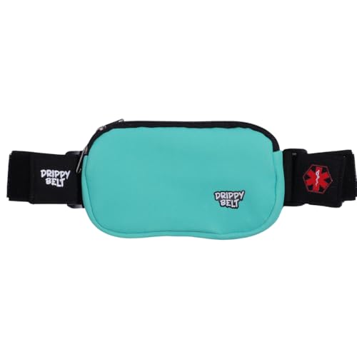 Kids Fanny Pack Belt Insulin Pump - Drippy Belt - Made For Kids With T1D - Adjustable waist with stretch, strong hold with hook and loop fastner, double top zipper for easy access (Silly Teal)