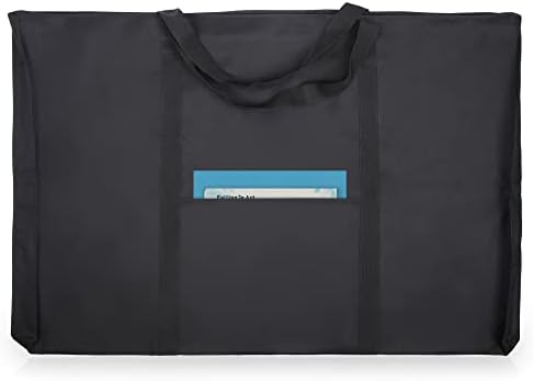 Jjring Dacron Light Weight Art Portfolio Tote Bag, 24x36" Black Carrying Storage Case For Poster, Sketching, and Drawing
