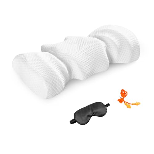 Cervical Pillow for Neck and Shoulder, Portable Pillow Ergonomic Neck Support, Memory Foam Travel Pillow for Neck & Back Pain Relief, Comfortable for Bedroom, Office, Car, Camping