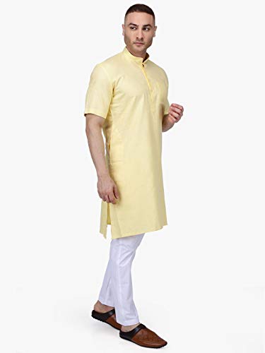 Image of Rajubhai Hargovindas Men's Premium Cotton Half Sleeve Solid Kurta