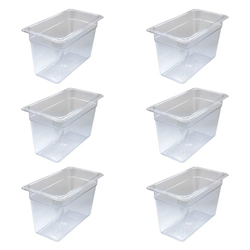 AcMax Gastronorm - Lote de 6 recipientes de policarbonato GN 1/3, 7,8 litros de profundidad, 200 mm