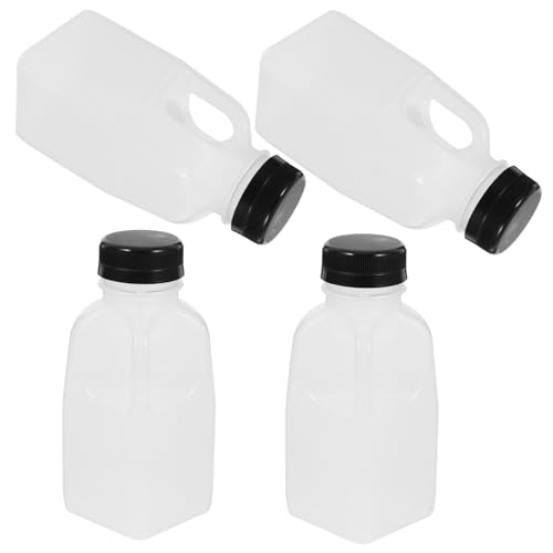 OFFIGAM 4個 密封ボトル 蓋付き再利用可能製 飲料保存容器 軽量密閉容器 小型牛乳保存ボトル 携帯に便利で割れにくい飲み物用コンテナ