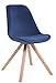 CLP Sedia Design Toulouse Imbottita in Velluto I Sedia Pranzo Scandinava con Telaio in Legno Gambe Quadrate, Colore:Blu, Colore del Telaio:Natura