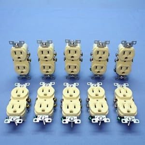 #US 10 Ivory Commercial Grade Outlet Receptacles 5-15R 15A 125V CR15V