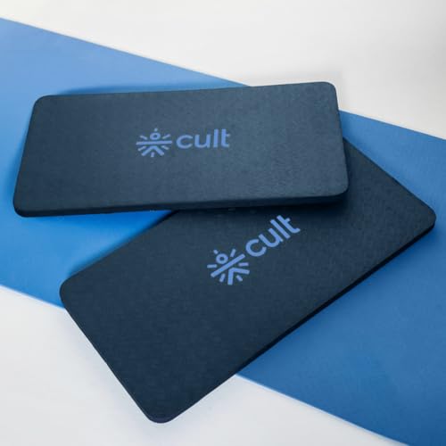 Image of CULT EVA Yoga Knee Pads for Men & Women (Pack of 2) Blue 20mm Thick Non-Slip Joint Support Cushion for Yoga, Pilates, Meditation & Floor Exercises Lightweight, Durable & Portable Fitness Accessory