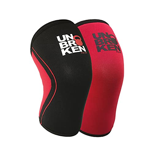 Unbrokenshop.com Reversible 7mm Knee Sleeve for Weightlifting, Strongman, Cross Fit, Cycling, Cardio - Kneecap Stability - Maximum Comfortable Support and Compression, (2 Sleeves) [M]