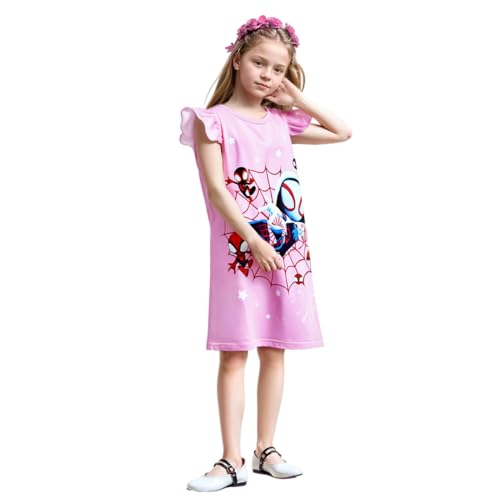 Girls Dress Gown Toddlers Casual Playwear Ruffle Sleeve Dresses 2-8Y2