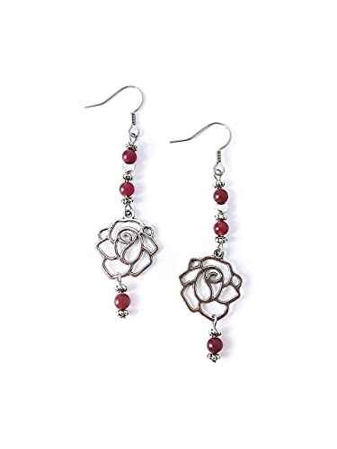 SIMBOLIKS Rosa de Sant Jordi, Dia dels Enamorats, Diada de Catalunya, Regalo día de la madre, corazón, amor, Regalo Sant Jordi, Cor, Regalo Mujer, Dia del Llibre, Arracades Rosa