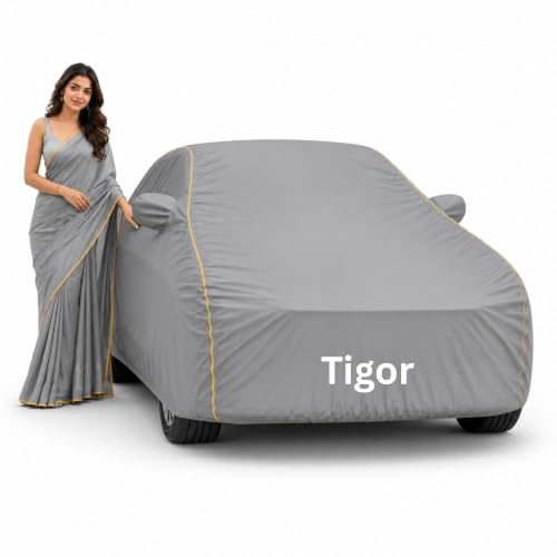 Image of Magic 6-Layer 100% Waterproof Custom Fit Car Cover for Tataa Tigor (All Models) Grey | UV, Heat, Rain, Dust & Scratch Resistant | All Weather Outdoor & Indoor Full Body Car Cover