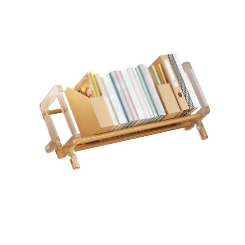 Mały regał Desktop Freestanding Bamboo Bookshelf, Rectangular Hollow Plastic Side Panels Organizer Shelf, Home Office and Study Display Shelves Półka ekspozycyjna(L50xW21xH15 cm)