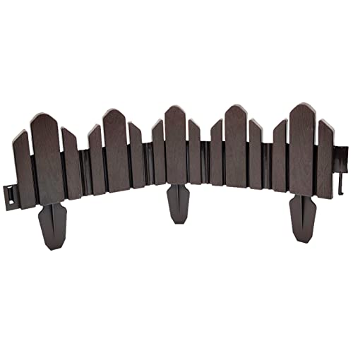 AC - Valla de Jardín - N.º 1 - Fabricado en Plástico PVC - Decoración Exterior - Flexible - Borde para césped, Plantas o Flores - 25 x 62 x 1 cm (Marrón Wengué)