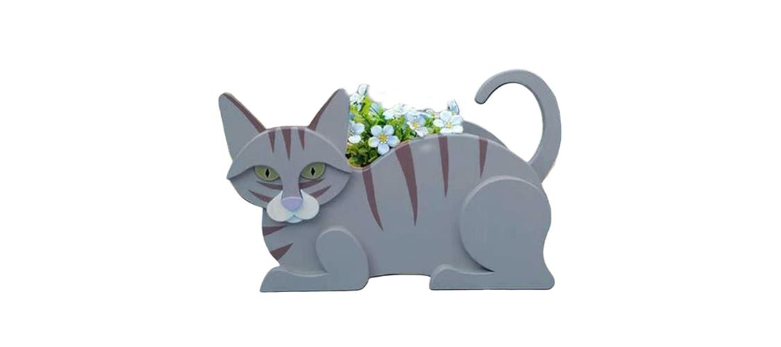 Dog Planter Plant Pots, 3D Animal Shape Cartoon Flower Pot, Cute Dog Flower Pots for Garden Flower Cactus Air Plants, Home Decor,Blue Cat,34 * 21 * 24cm