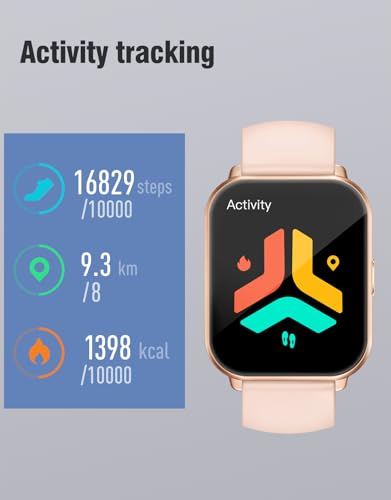 Smart Watch for iOS and Android Phones IP68 Waterproof, Fitness Tracker Watch with Heart Rate/Sleep Monitor Steps Tracker Calories Counter Smartwatch for Men Women
