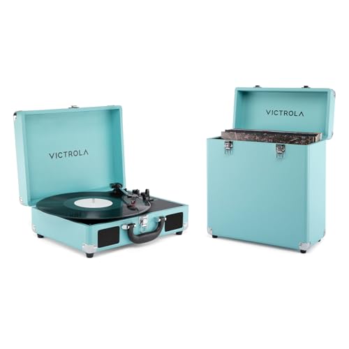 & Collector Ii Vinyl Record Storage Case, Holds 30+ Albums (bundle, Turquoise)
