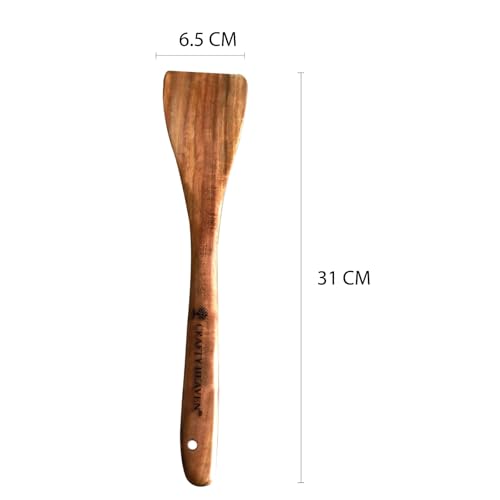 Image of Handcrafted Wooden Cooking Utensils, Strainer Spoon, Fried Spatuala, Serving Spoon, Set of 3