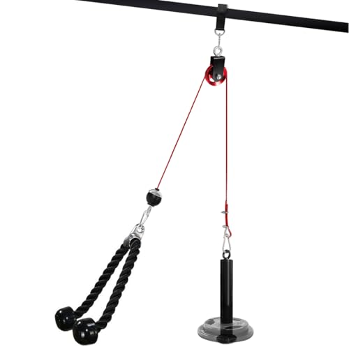 SUNMEG LAT Pulldown and Lift Weight Pulley System Cable Machine Fit Olympic 2 inch Attachments for Triceps Pull Down, Biceps Curl, Back, Forearm, Shoulder Home Gym Muscle Training Equipment