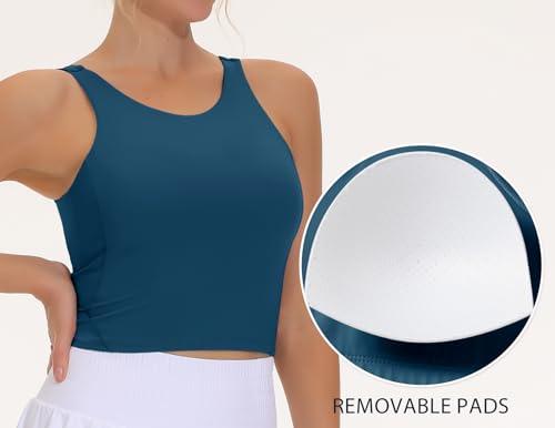 Image of THE GYM PEOPLE Women Sports Bra Sleeveless Padded Running Workout Tank Tops | U-Shaped Beauty Back, High-stretch fabric, Crop design, Sleeveless, Removable pads, Ideal for workout and daily wear