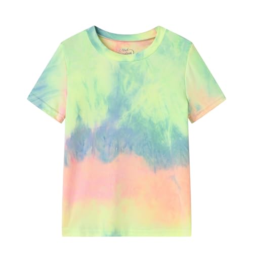 Mud Kingdom Fashion Boys Girls T-Shirts Tie Dye Layering Short Sleeve Tees Casual Top Trendy for School 2-9Y