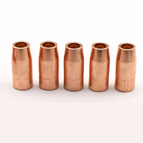WeldingCity 5-pk Heavy Duty Gas Nozzle 199618 (Copper, 5/8" Bore) Compatible with Miller Roughneck, Spoolmatic and XR MIG Welding Guns
