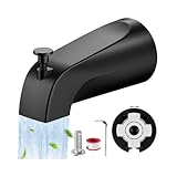 Claywie Universal Bathtub Tub Spout with Diverter, Fits 1/2' Slip-Fit Copper Pipe Connection, Pull Down Bathtub Faucet Spout Replacement, Easy Installation (Matte Black)