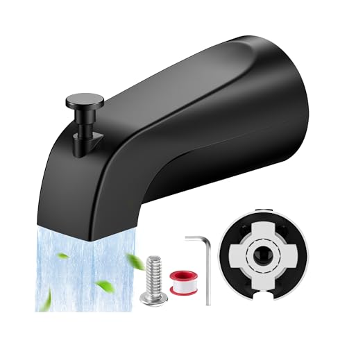 Claywie Universal Bathtub Tub Spout with Diverter Fits 1/2 Slip-Fit Copper Pipe Connection Pull Down Bathtub Faucet Spout Replacement Easy Installation (Matte Black)