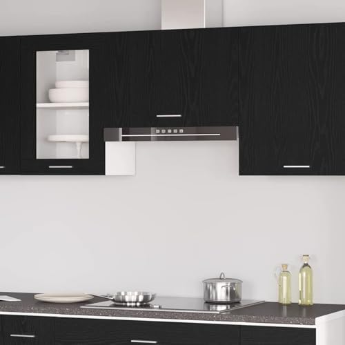Fecpoo Armario colgante para cocina, color negro, aspecto de roble, 60 x 31 x 40 cm, material de madera, requiere montaje