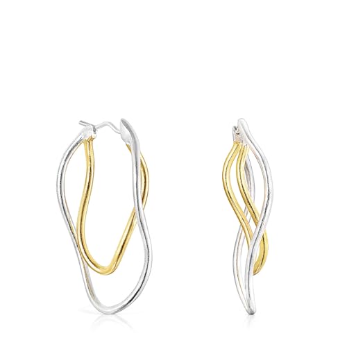 TOUS Pendientes para Mujer Elipses Bicolor, Colección Hav