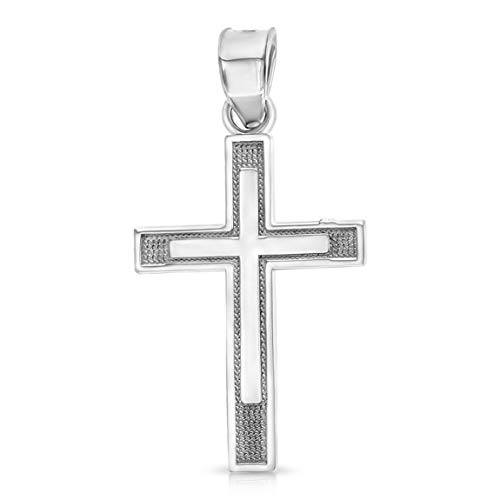 14K White Gold Cross Pendant Necklace with 0.8mm Box Chain3