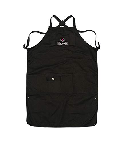 Muc-Off Delantal de Hombre / Mujer para Trabajos de Taller - Delantal de Taller Unisex Negro de Largo Ajustable con Bolsillo Delantero - Protege la Ropa Durante el Mantenimiento y Lavado de Bicicleta