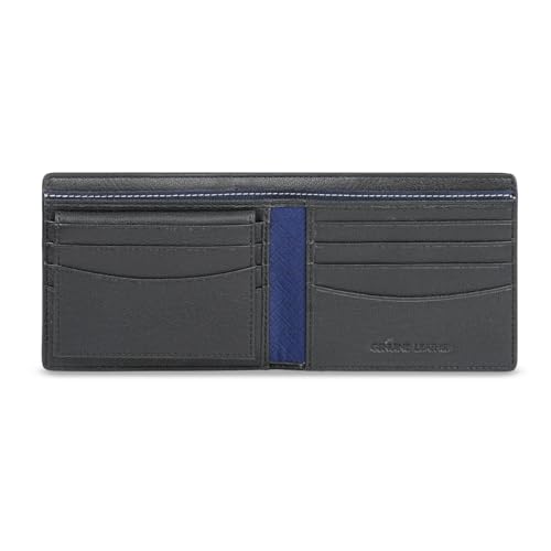 Image of Tommy Hilfiger Men's Leather Wallet Pelotas | Solid Black Passcase Bi-Fold with 12 Card Slots, Coin Pocket | Stylish Purse for Gents