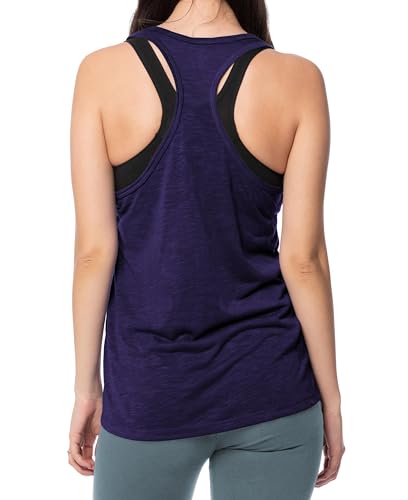 Women's Everyday Flowy Burnout Slub Racer Back Active Workout Tank Tops3