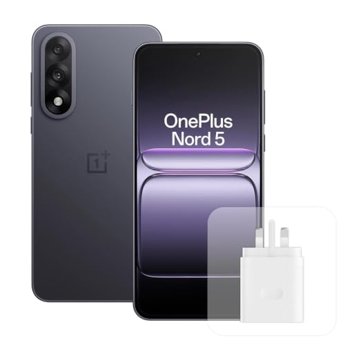 OnePlus Nord 5 Smartphone 8GB RAM 256GB Storage 6.83 144Hz AMOLED Snapdragon 8s Gen 3 50MP Dual Camera 5200mAh Battery with 80W Charger Grey