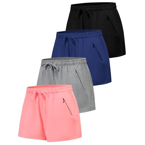 EXARUS 4 Pack Girls Running Athletic Shorts Low Rise/High Waisted Teen Kids Sports Active Basketball Short 6-14Y 8 Years B Set1