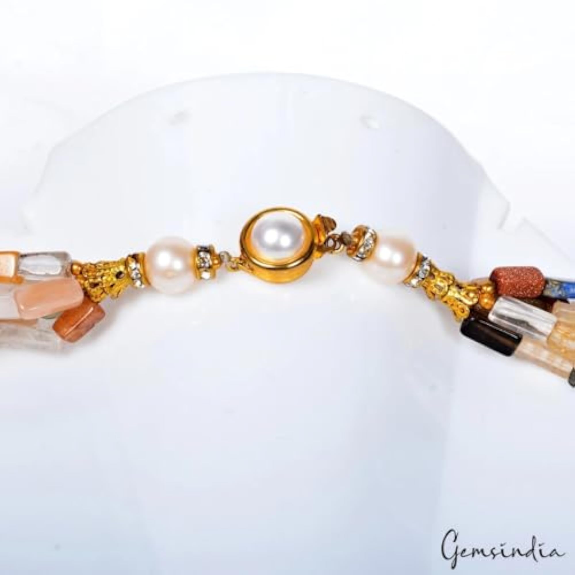 Women's Multi Gemstone Rectangular Beads Boutique Necklace