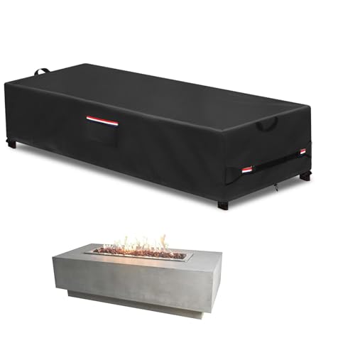 Rectangular Fire Pit Cover 60 inch,Heavy Duty 600D Waterproof Propane Gas Fire Pit Table Cover,Also Suitable for Outdoor Waterproof Firepit Table Cover 60 X 28 X 17 Inch Black