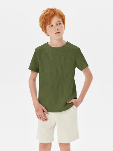 Haloumoning Boys Geometric Texture T-Shirts Kids Fashion Crewneck Short Sleeve Loose Tops Tees 5-14 Years3