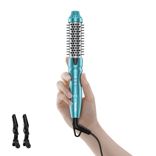 Terviiix Thermal Brush MINI 1 Inch Hot Brush Ionic Heated Round Brush Tourmaline Ceramic Ionic Curling Iron for Short Hair Adjustable Temperature Dual Voltage