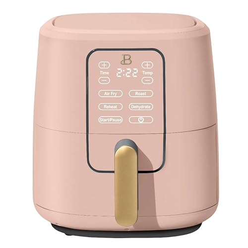 Beautiful 6-Quart Air Fryer with TurboCrisp Technology, Touch-Activated Display, 1750W Power, Large Capacity for Family Meals, by Drew Barrymore (Rose)