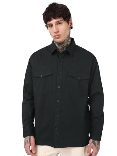 Chemise oversize homme noir de jais en taille XXL Bewakoof