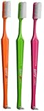 Paro M43 Brosse à dents 708 | Tête de brosse compacte avec poils moyens et espace intérieur interchangeable F | 4 rangées, 43 touffes (lot de 3 Multicolore)