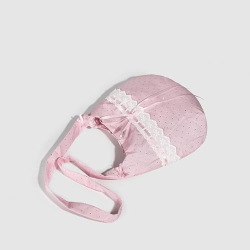 Bow Purse Polka Dot Crossbody Shoulder Bag Lace Trim Bow Bags Large Canvas Bowknot Handbag Cute Gifts for Women 6