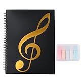 Cartella A4 per Spartiti, Porta Spartiti Musicali 60 Pagine, Raccoglitore Porta Spartiti Musicali, per Musicisti e Insegnanti con Note Adesive