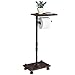 MyGift Standing Industrial Pipe Black Metal Toilet Paper Roll Holder Stand with Wood Shelf