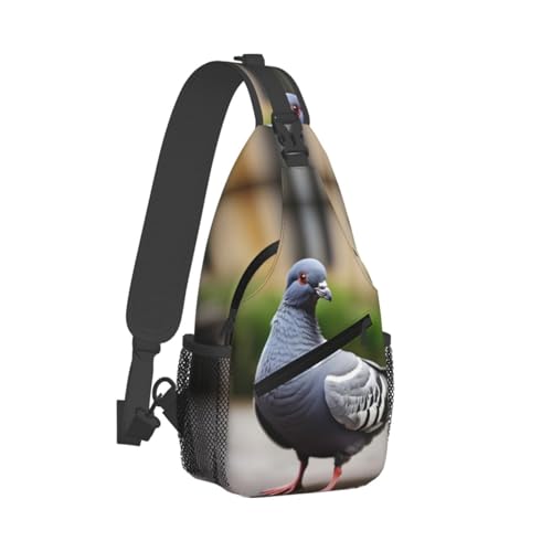 Mochila bandolera sling con diseño de paloma gris para día miniatura 2
