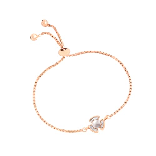 Pearl Bracelet Plated Chain Floral - Anniversary Gift For Wife
